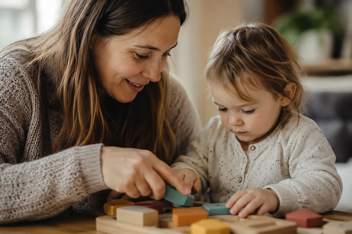 Les beta mums, c'est quoi vraiment et pourquoi ça change tout Mains d'enfant tenant maladroitement une cuillère en bois au-dessus d'un bol de pâte
